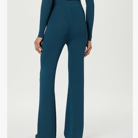 Ellison Ribbed Teal Flare Pants - Picture 2 of 6